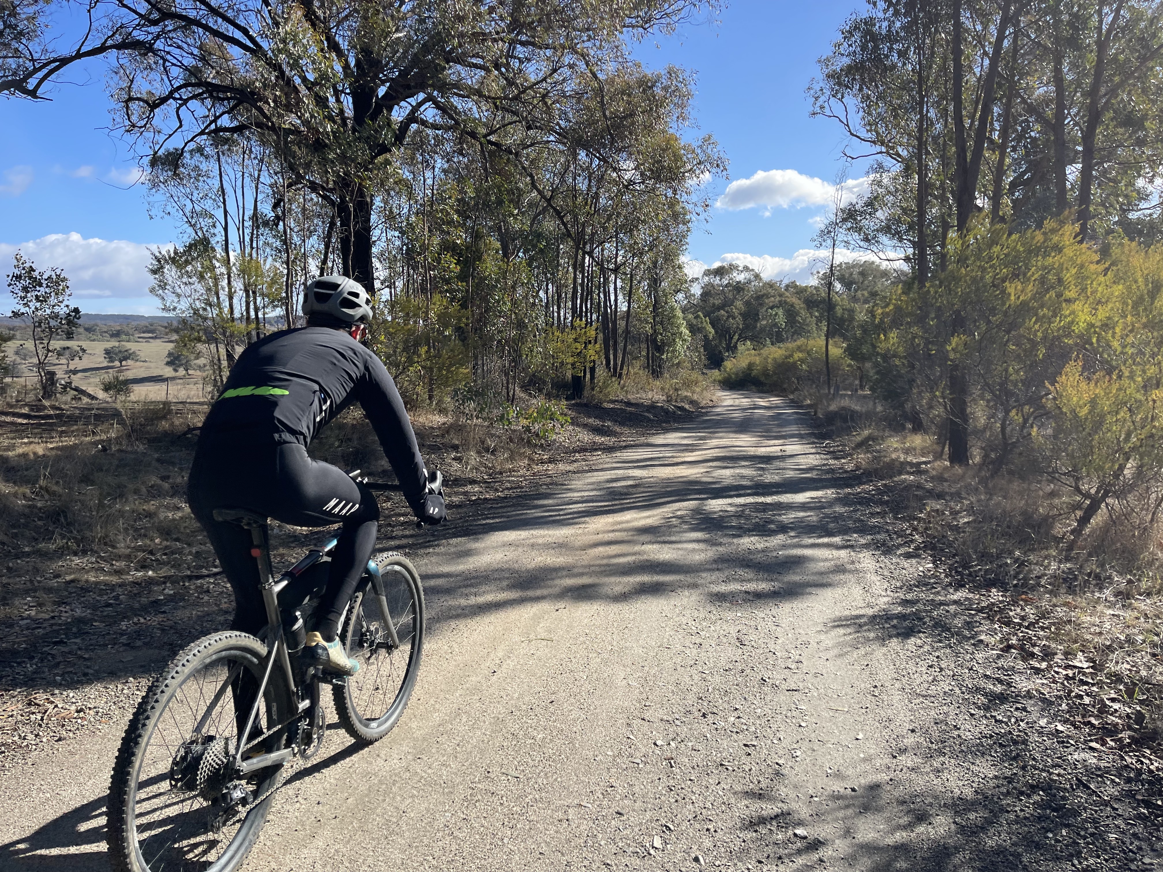 Rolling through bushland on the Beechworth - Chiltern National Park Loop route