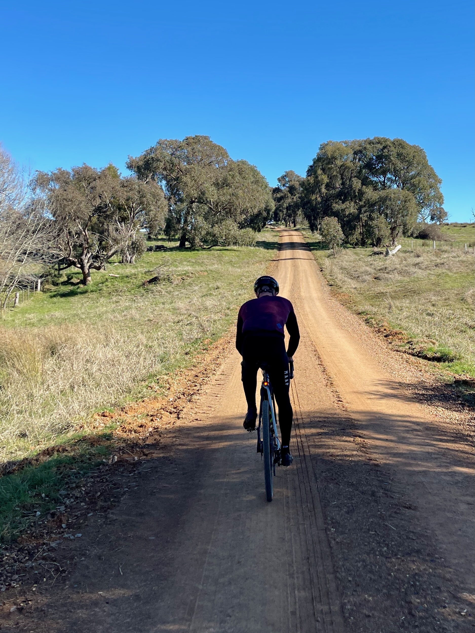 Cyclist on quiet country road