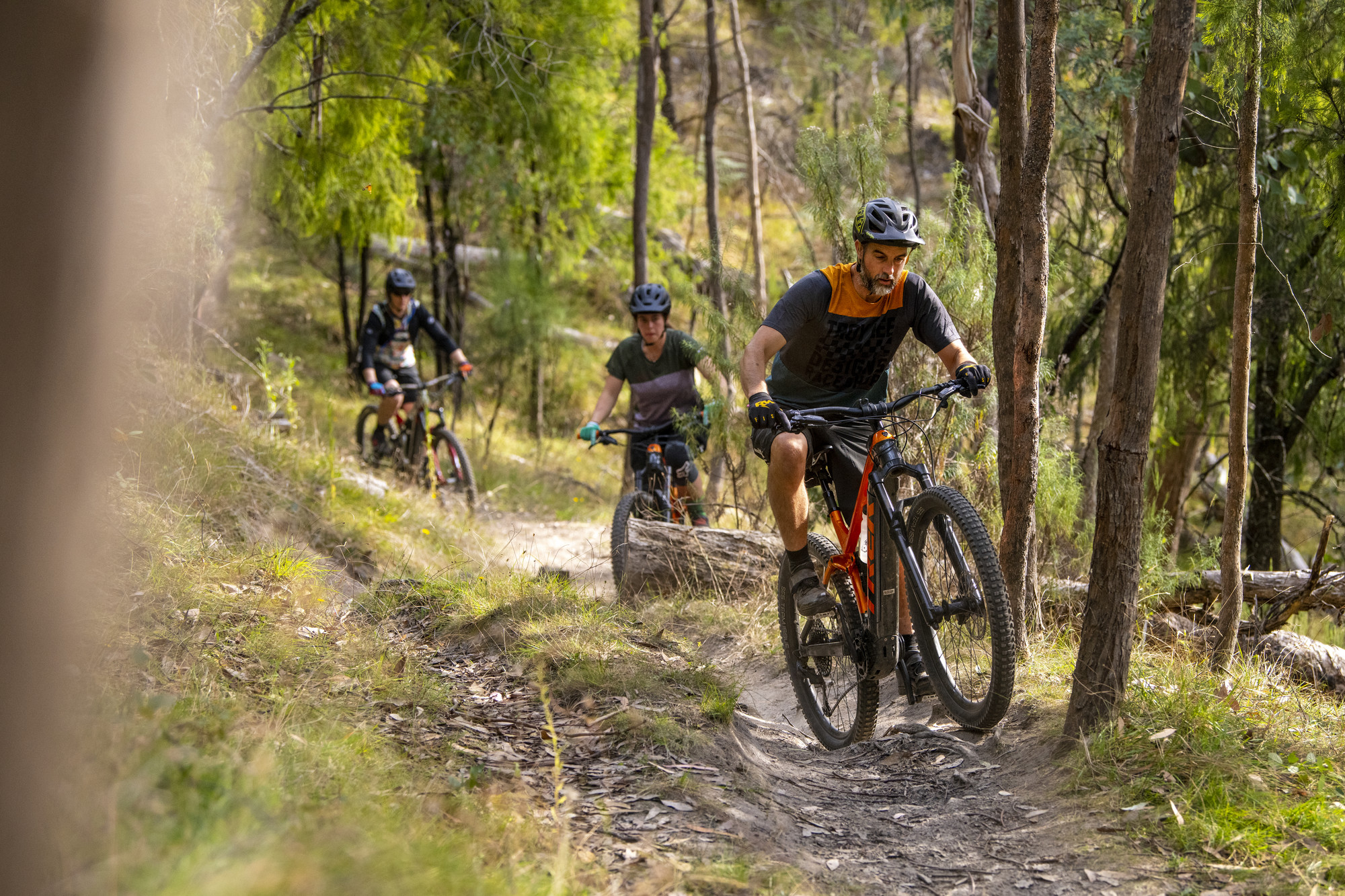 Group of cyclists enjoying their time riding at Big Hill Mountain Bike Park