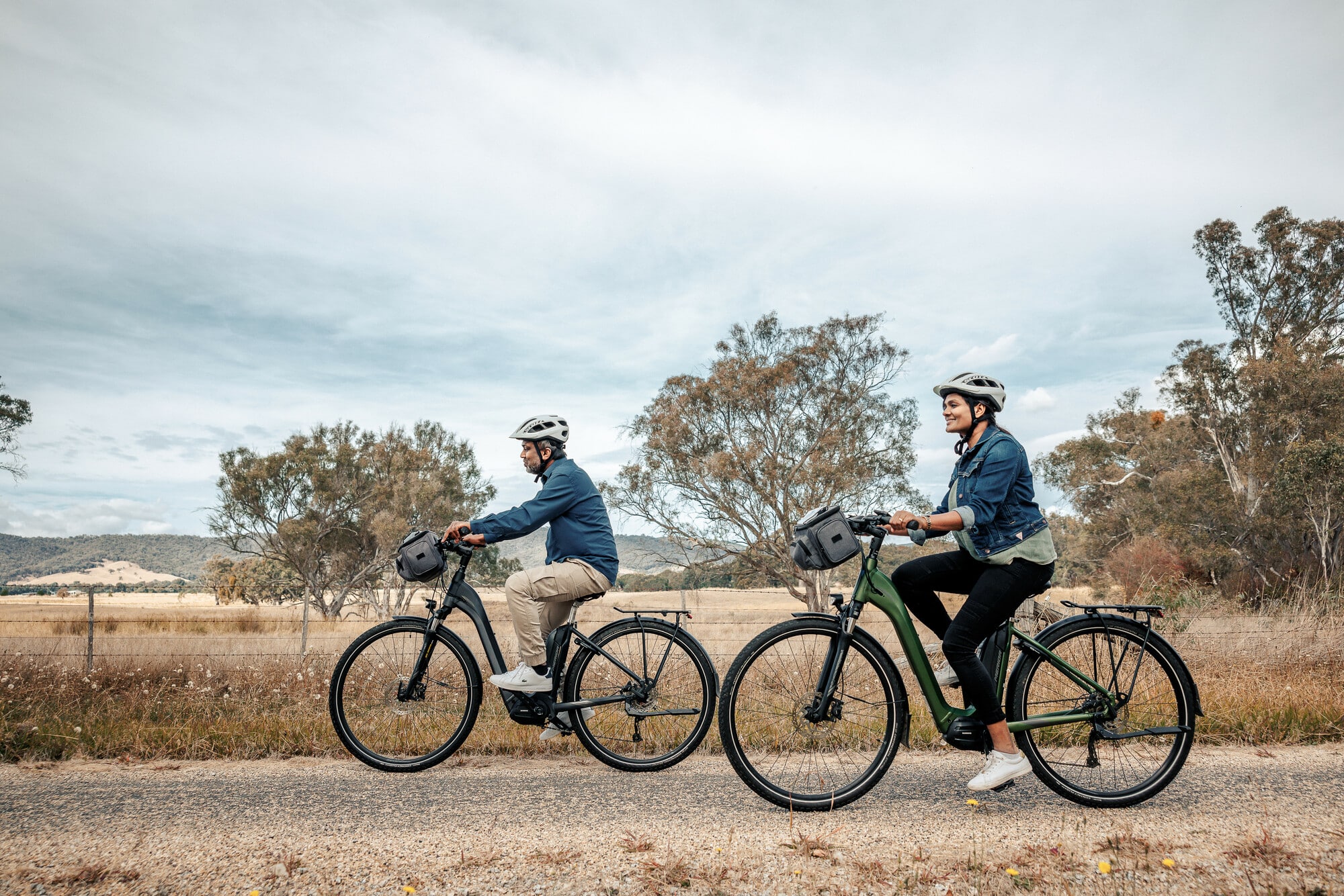 Roll past sweeping rural views and gum trees on the Beechworth to Yackandandah Rail Trail