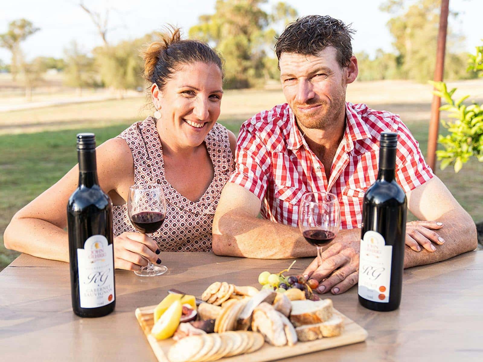 Ross and Meghan Gehrig enjoying  John Gehrig Wines together at the King Valley Winery