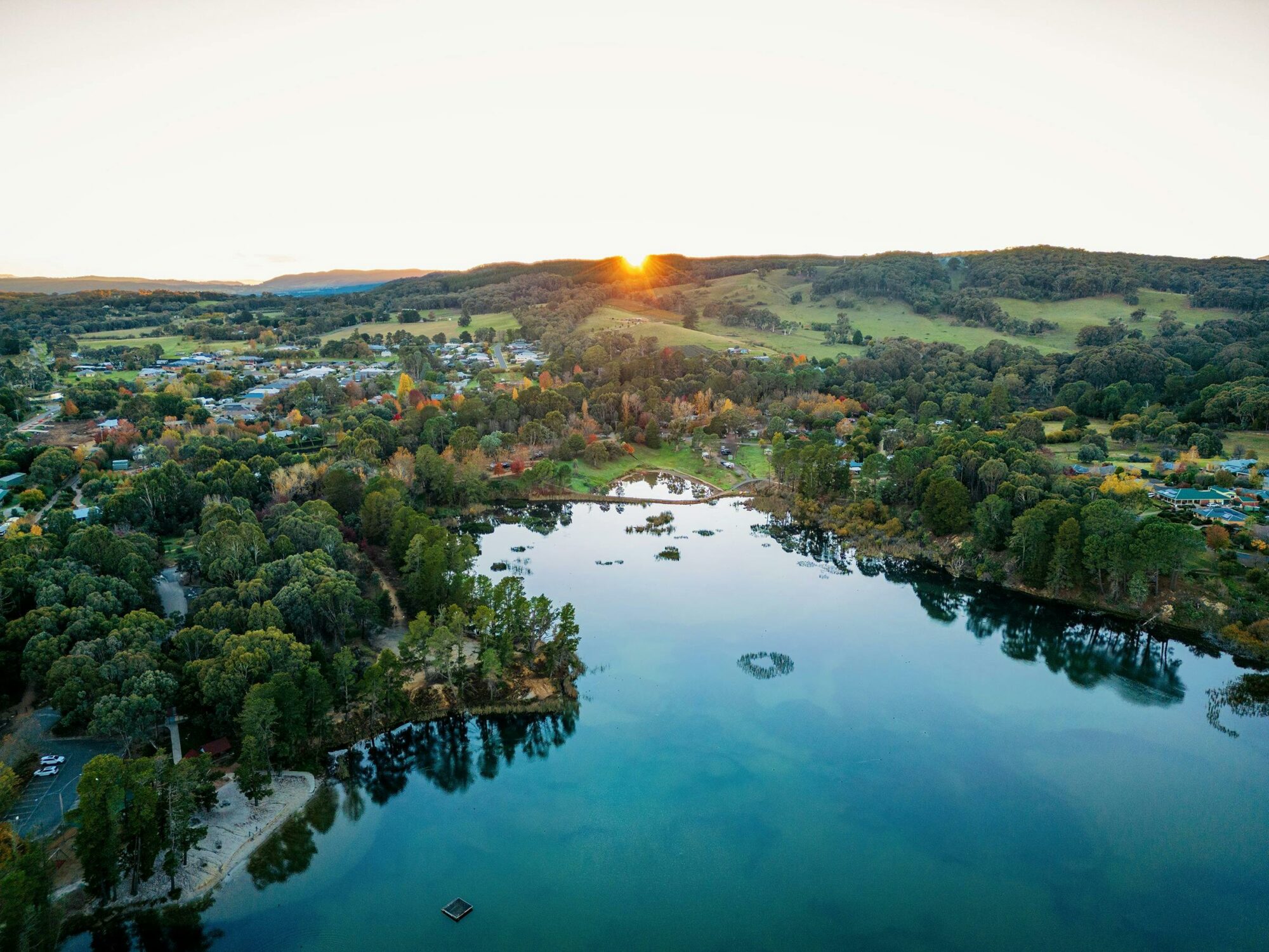 View over Lake Sambell and Caravan Park