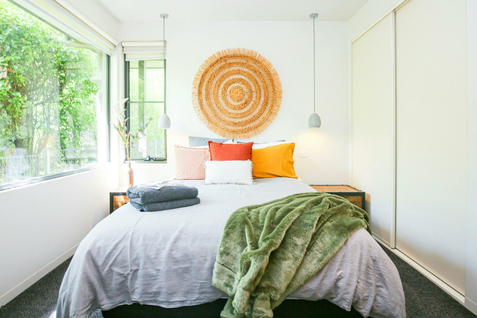 Master Bedroom with bed, lamp and wall art