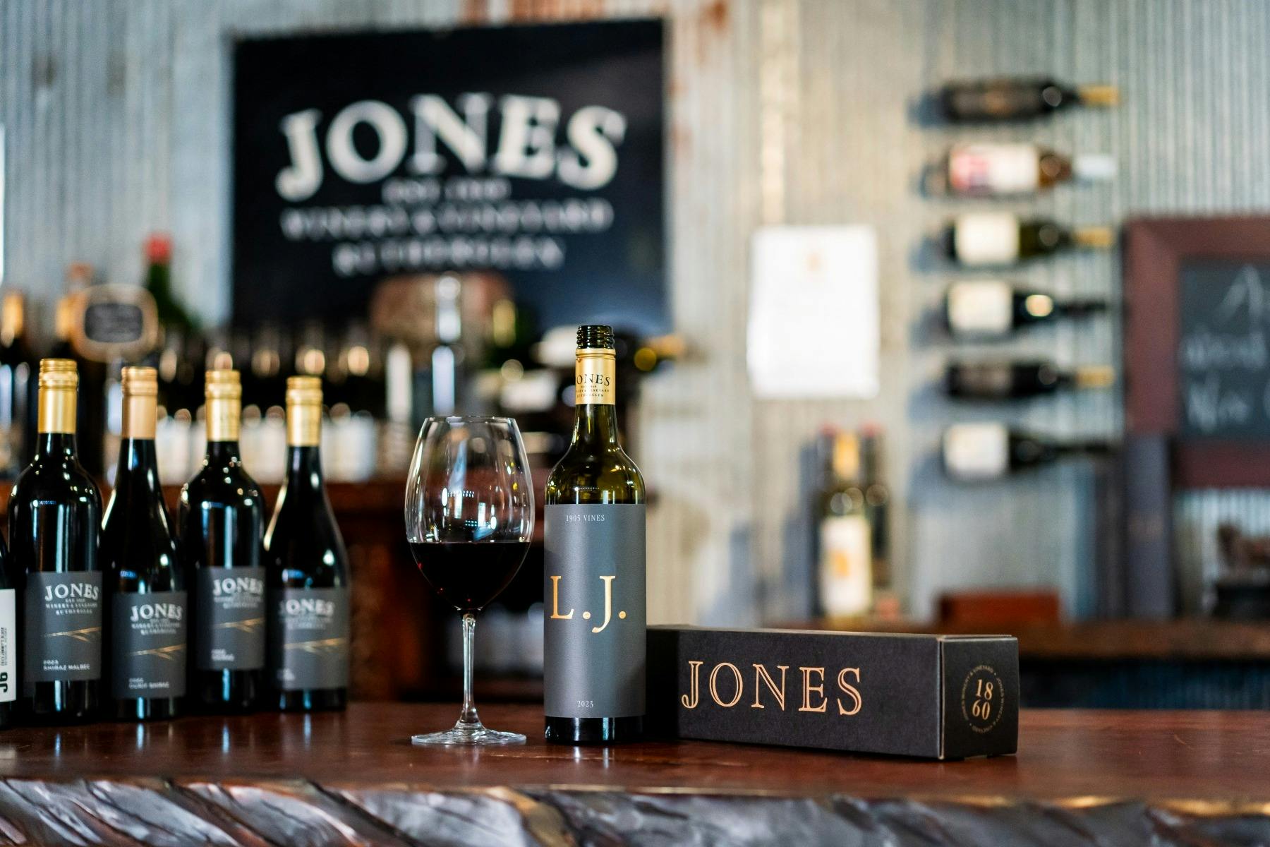 Bottles in Jones Winery Cellar Door Featuring L.J.