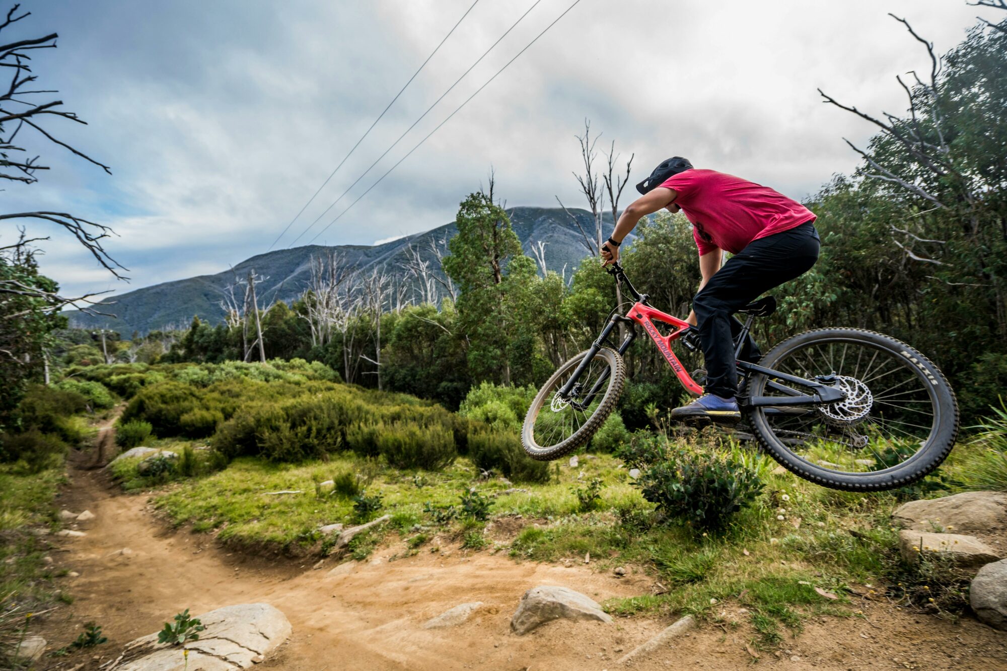Mountain biker jumping