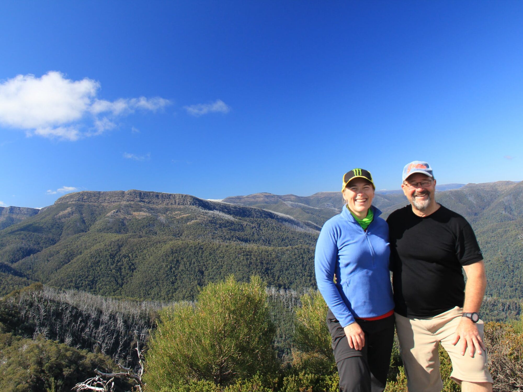 Your guide and base camp manager with The Bluff and Mt Eadley Stoney to the left.