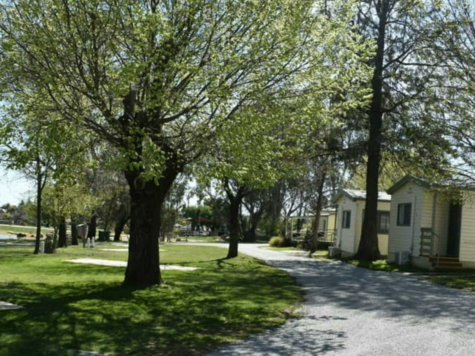 There are cabins which over look Lake King Wetlands