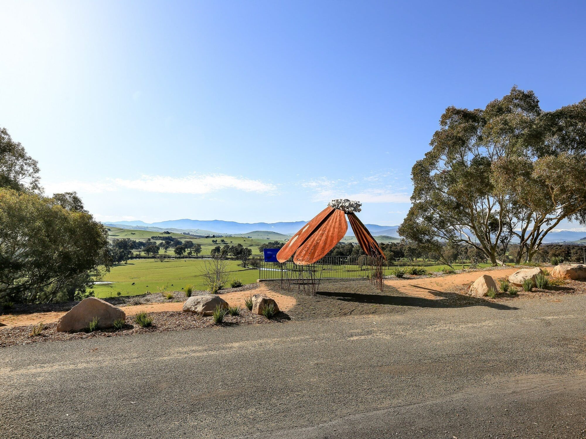 Jim Newman's Lookout featuring Bogong Moth sculpture