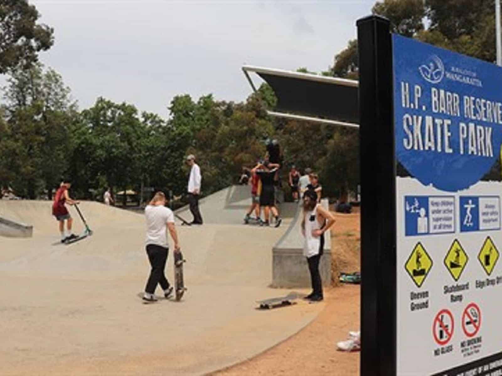 Skaters at Wangaratta Skate Park at the HP Barr Reserve.