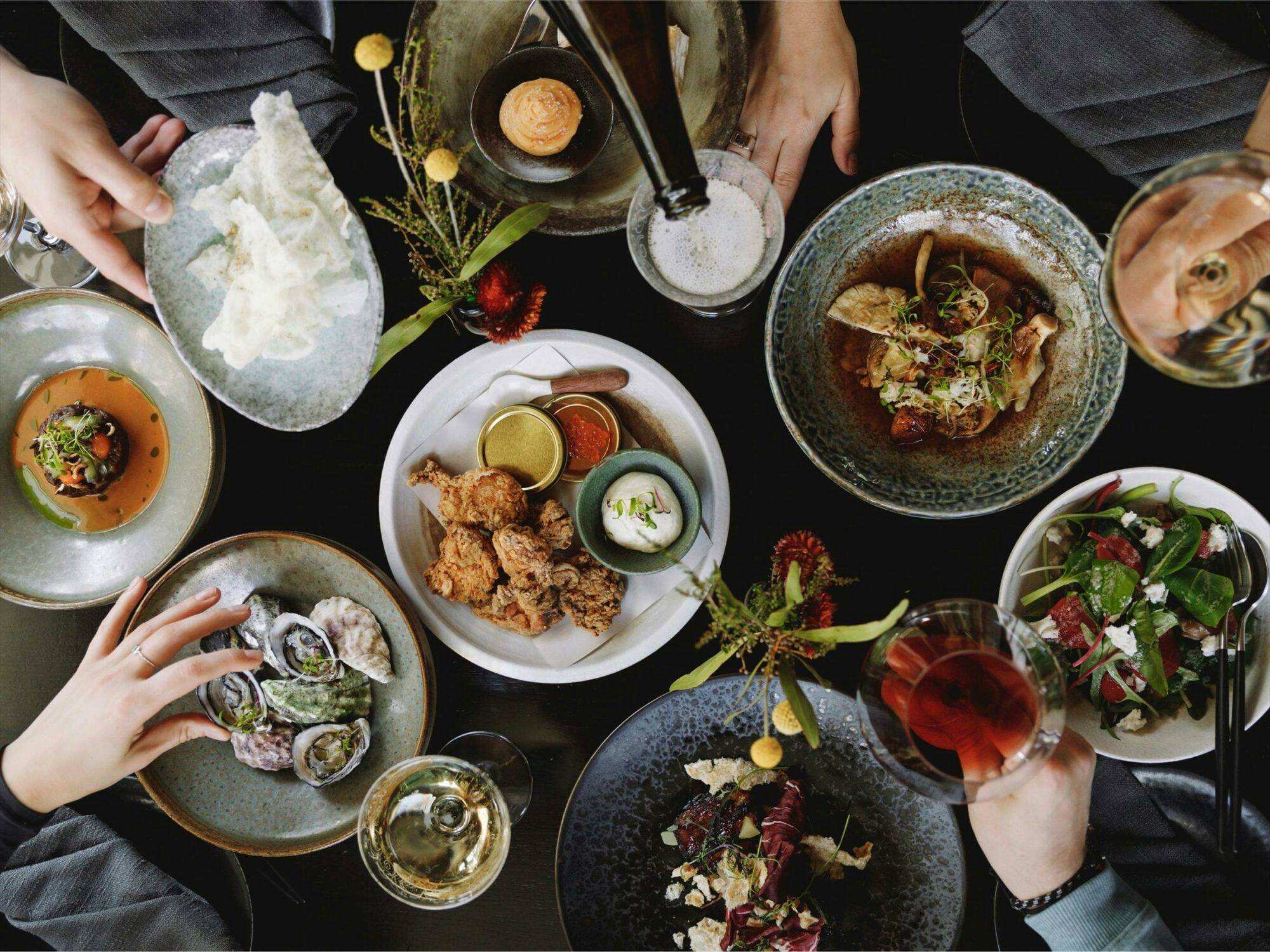 An image of a spread of food at Astra Bar & Restaurant