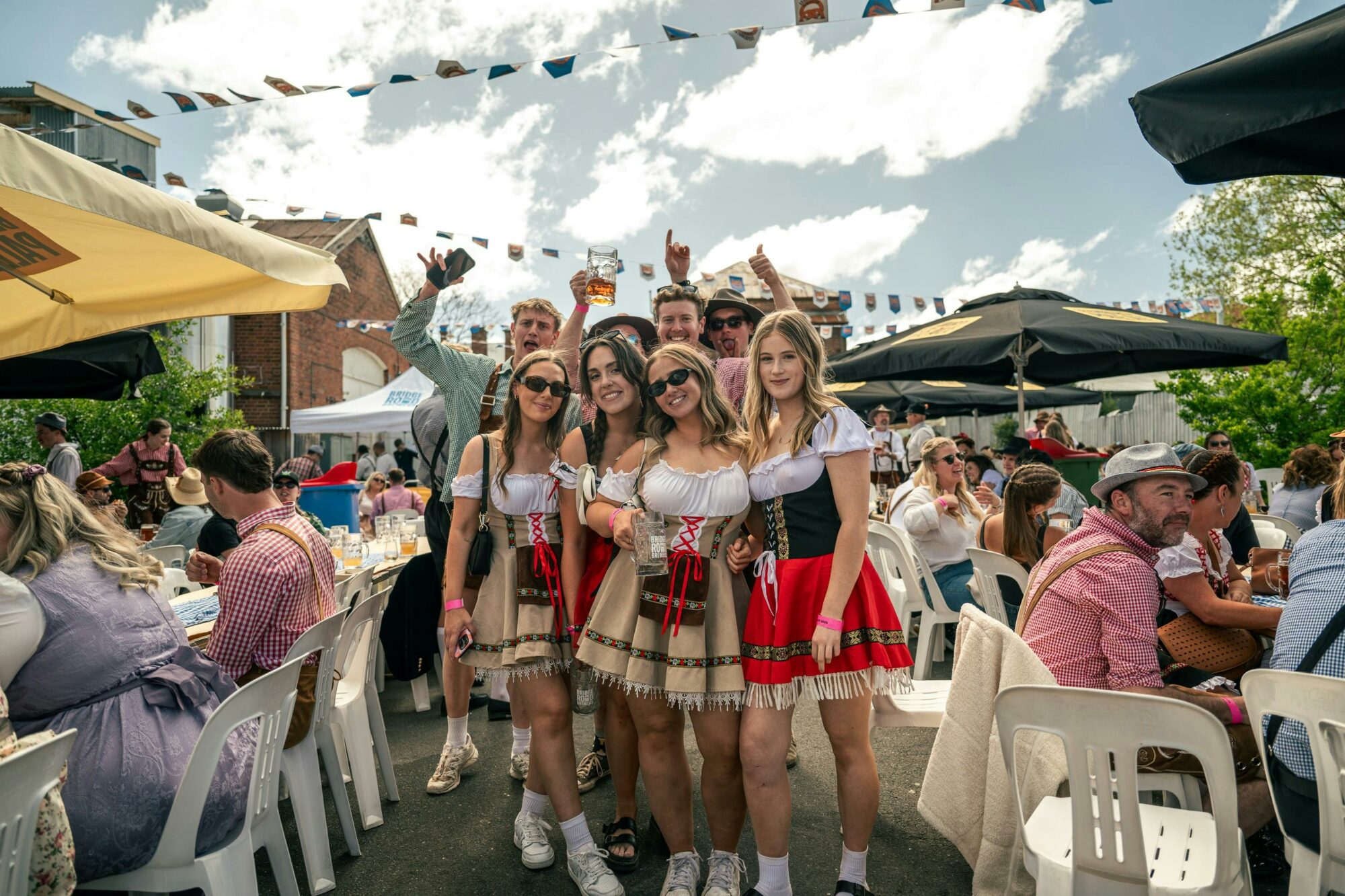 Group of young women and men