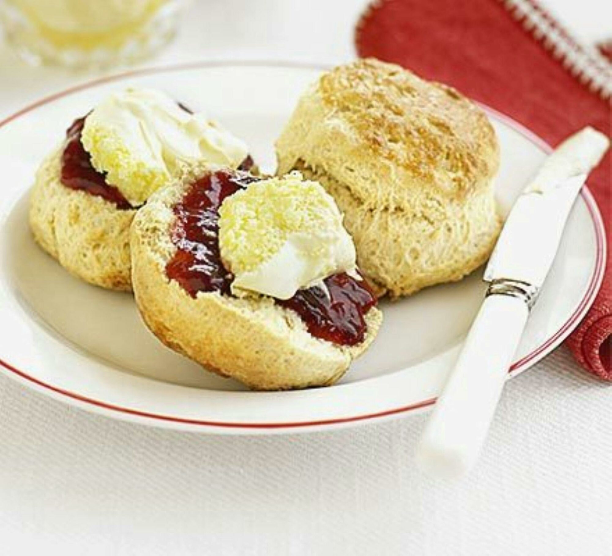 Scones with jam and cream