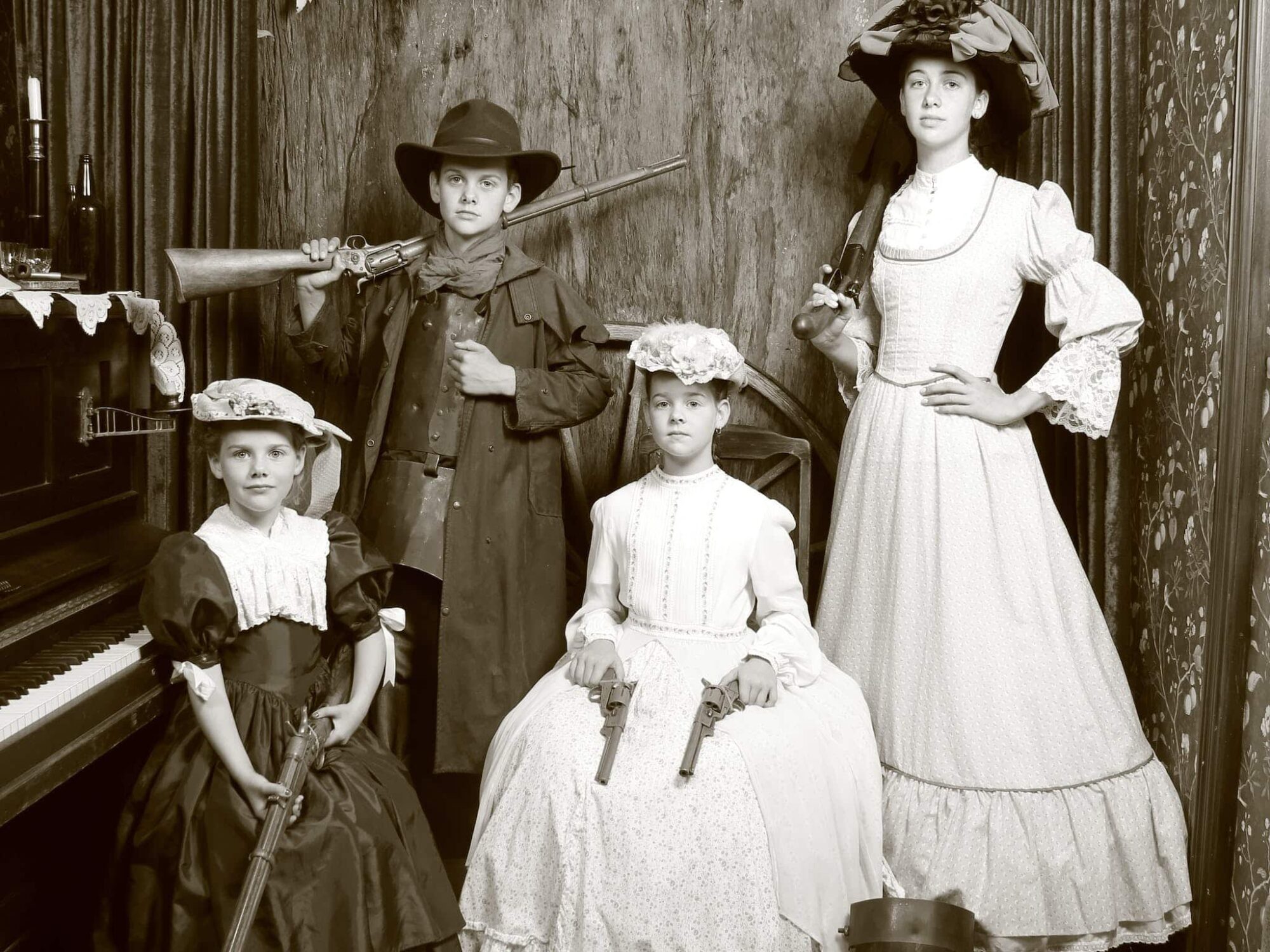 Old time family of children
