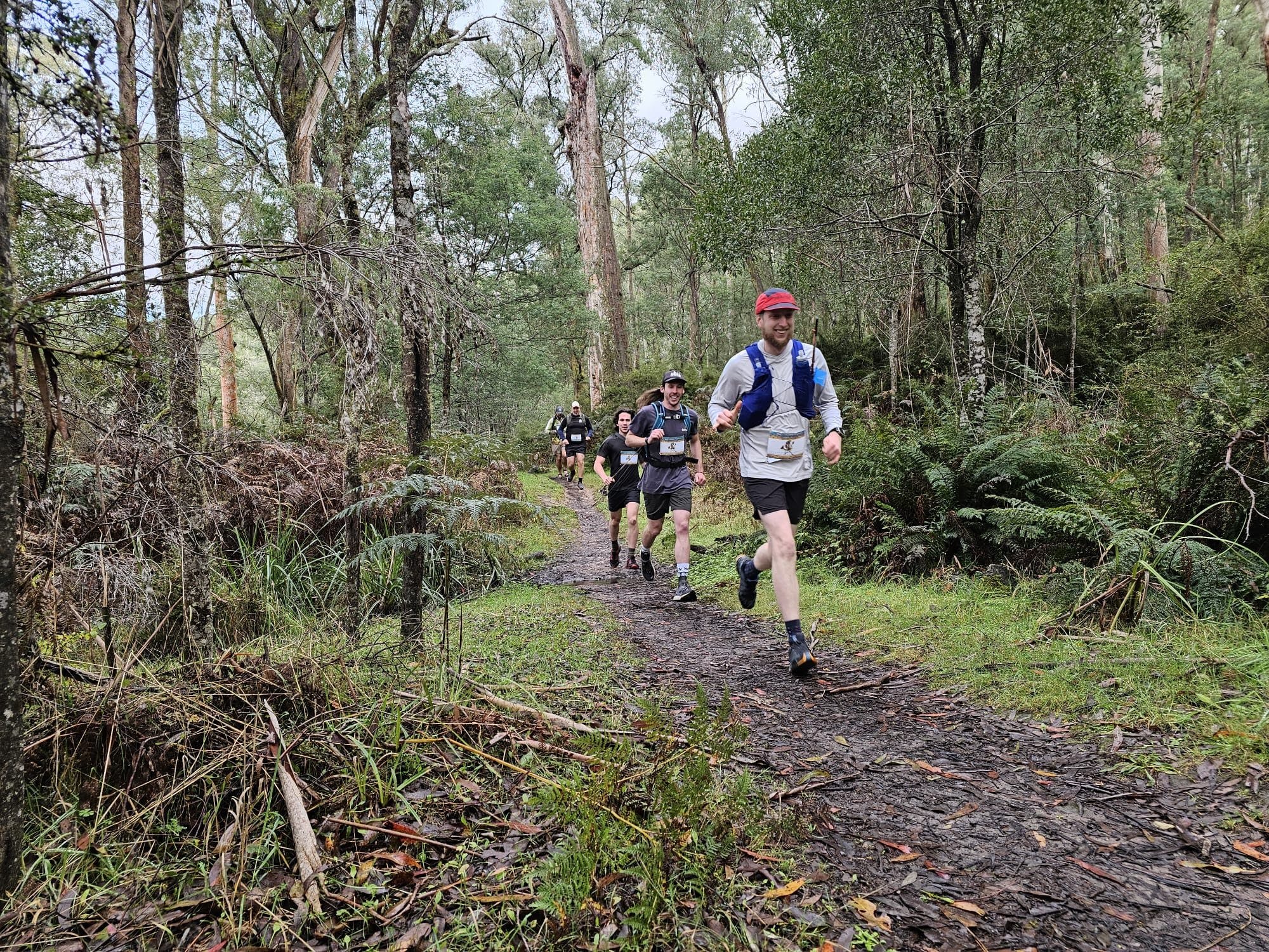 trail runners on singletrack.