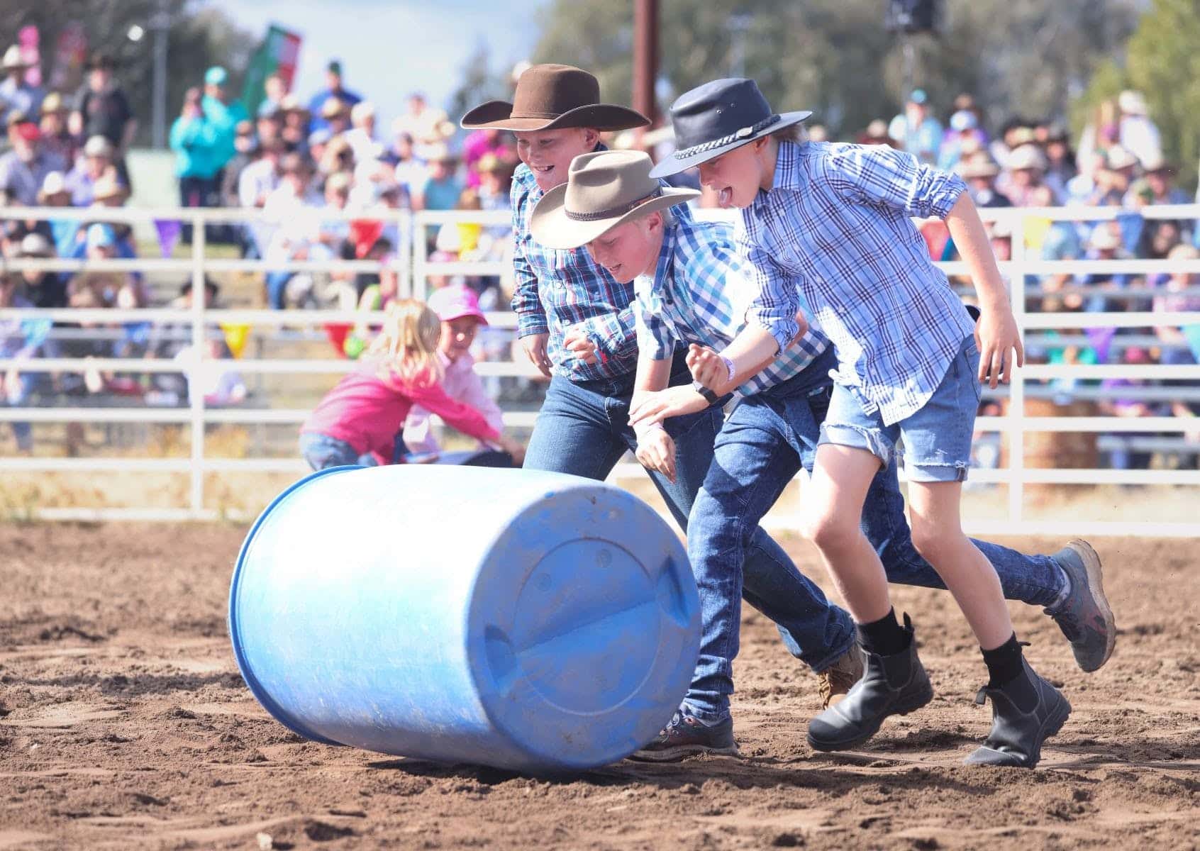 Kids having a fantastic time at the Upper Murray Agricultural Field days.