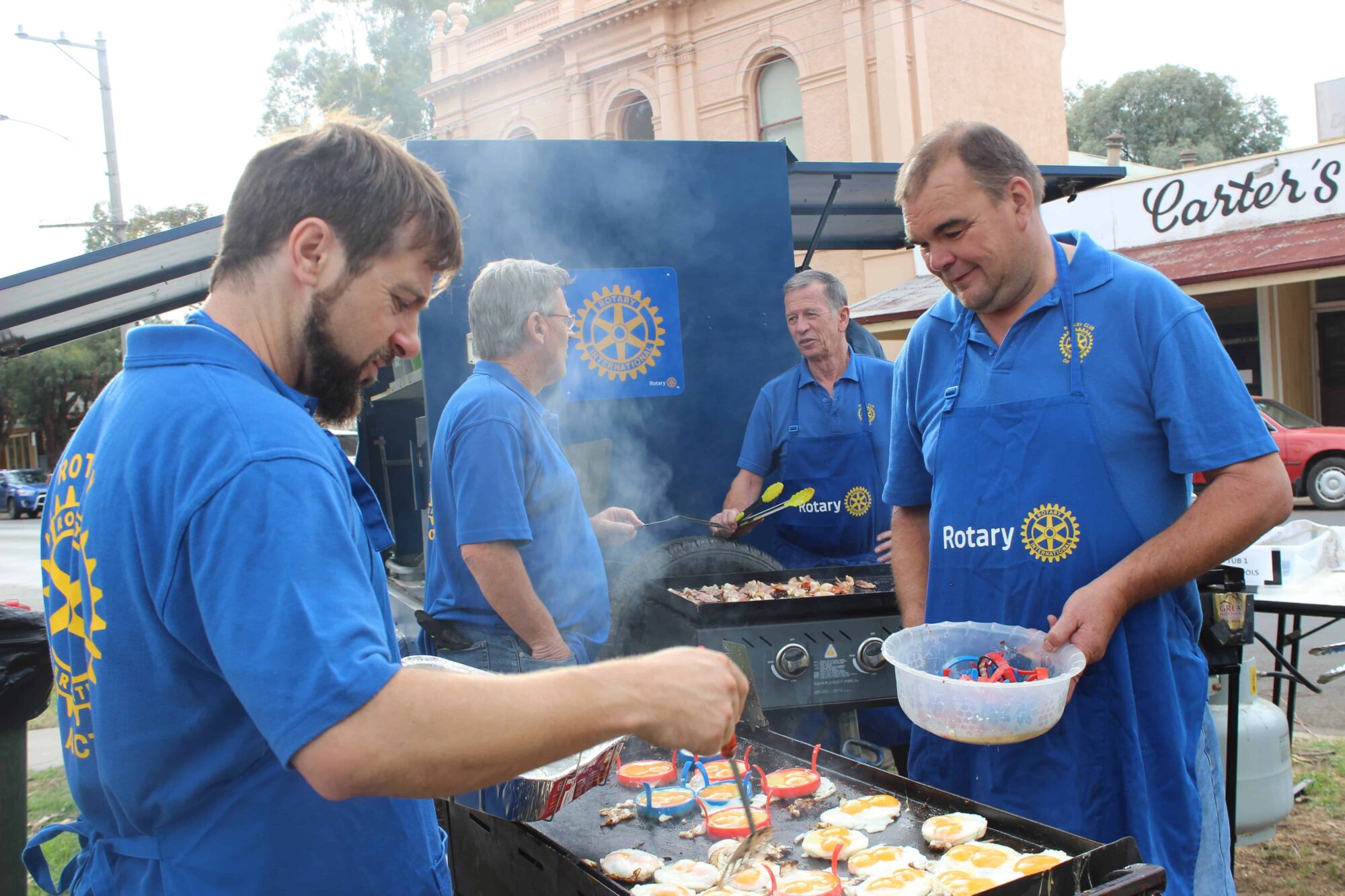 Cooking the free Breakfast