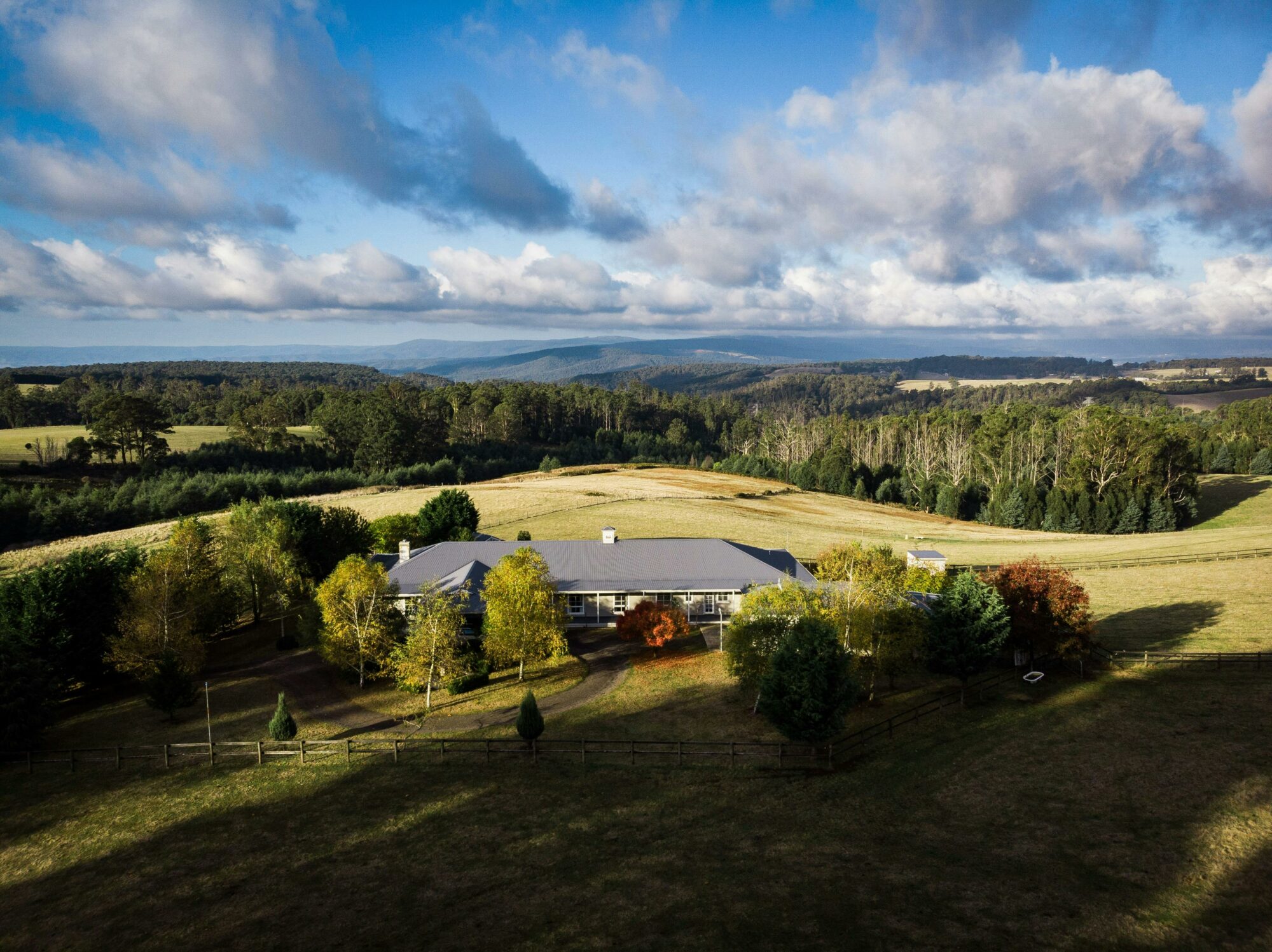 Aerial view of house and property