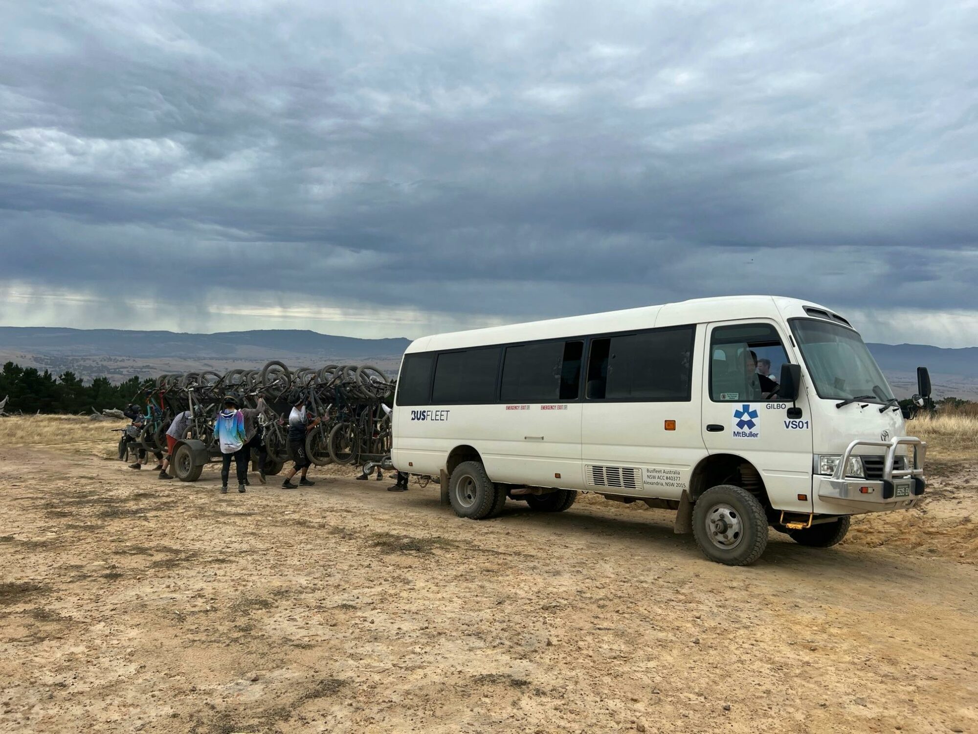 Mountain bikes unloading