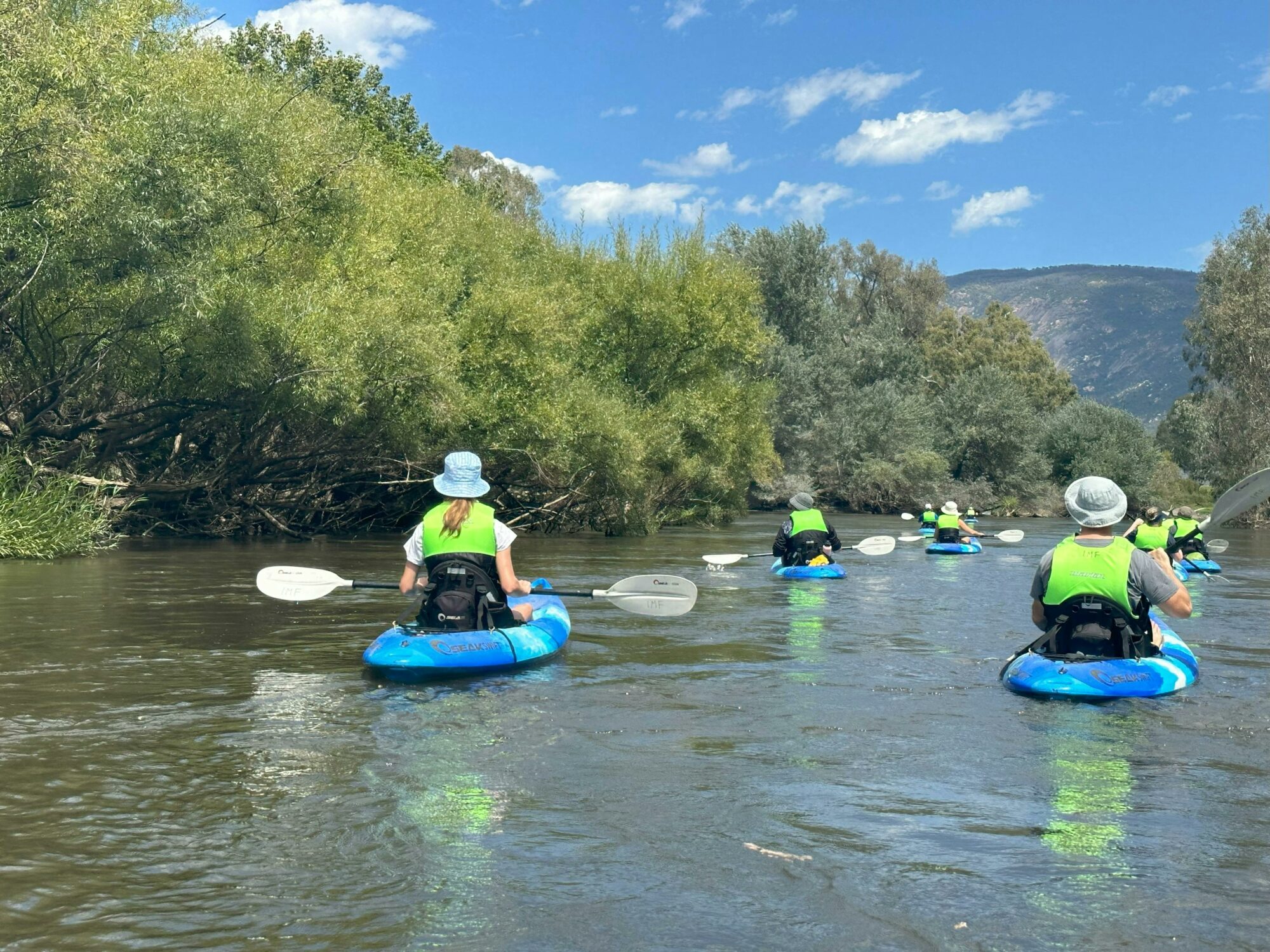 Kayak Tours at Jingellic on the Upper Murray - Sunshine and Mountains!