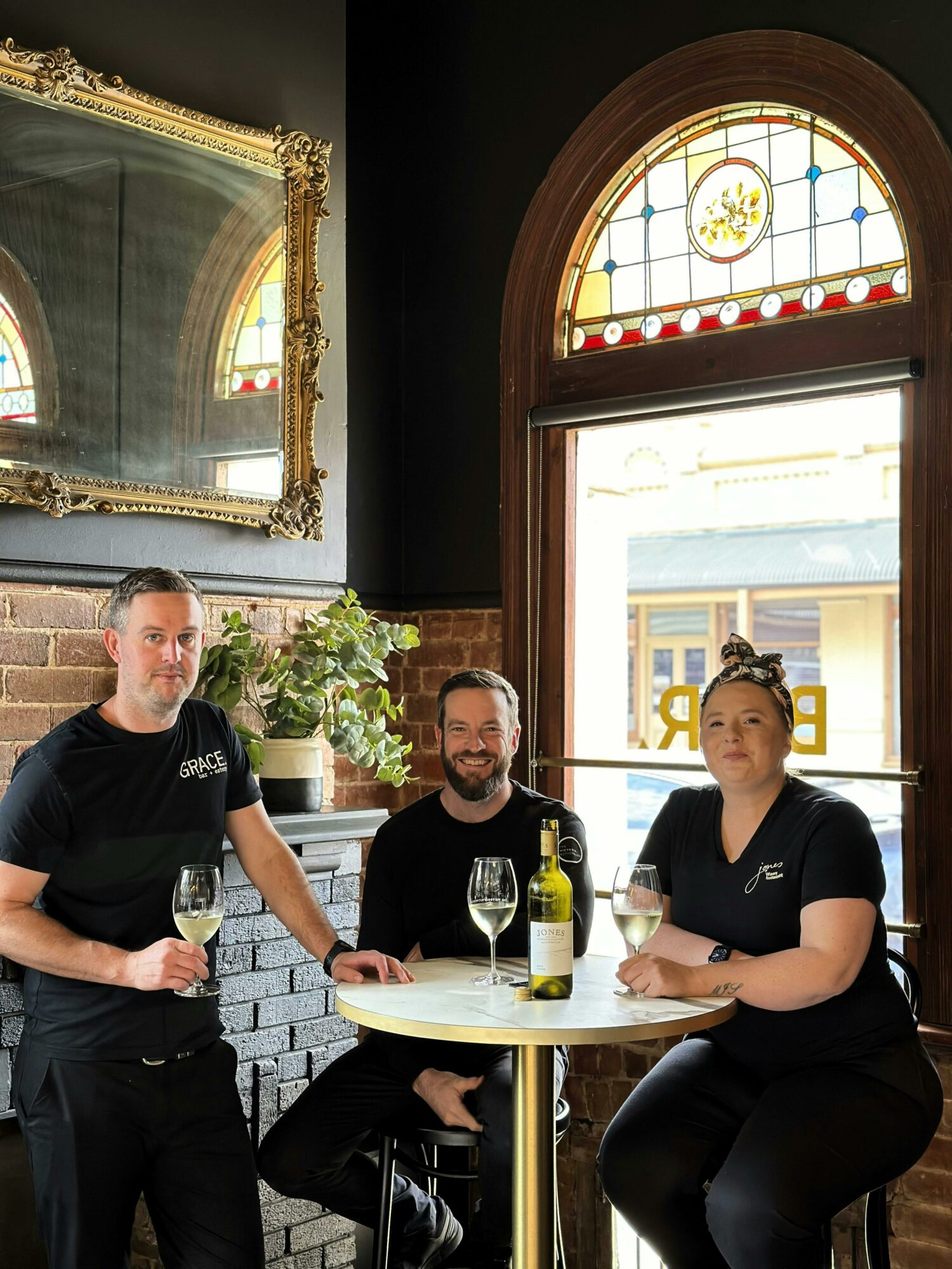 Three chefs pictured in the front bar of the Victoria Hotel