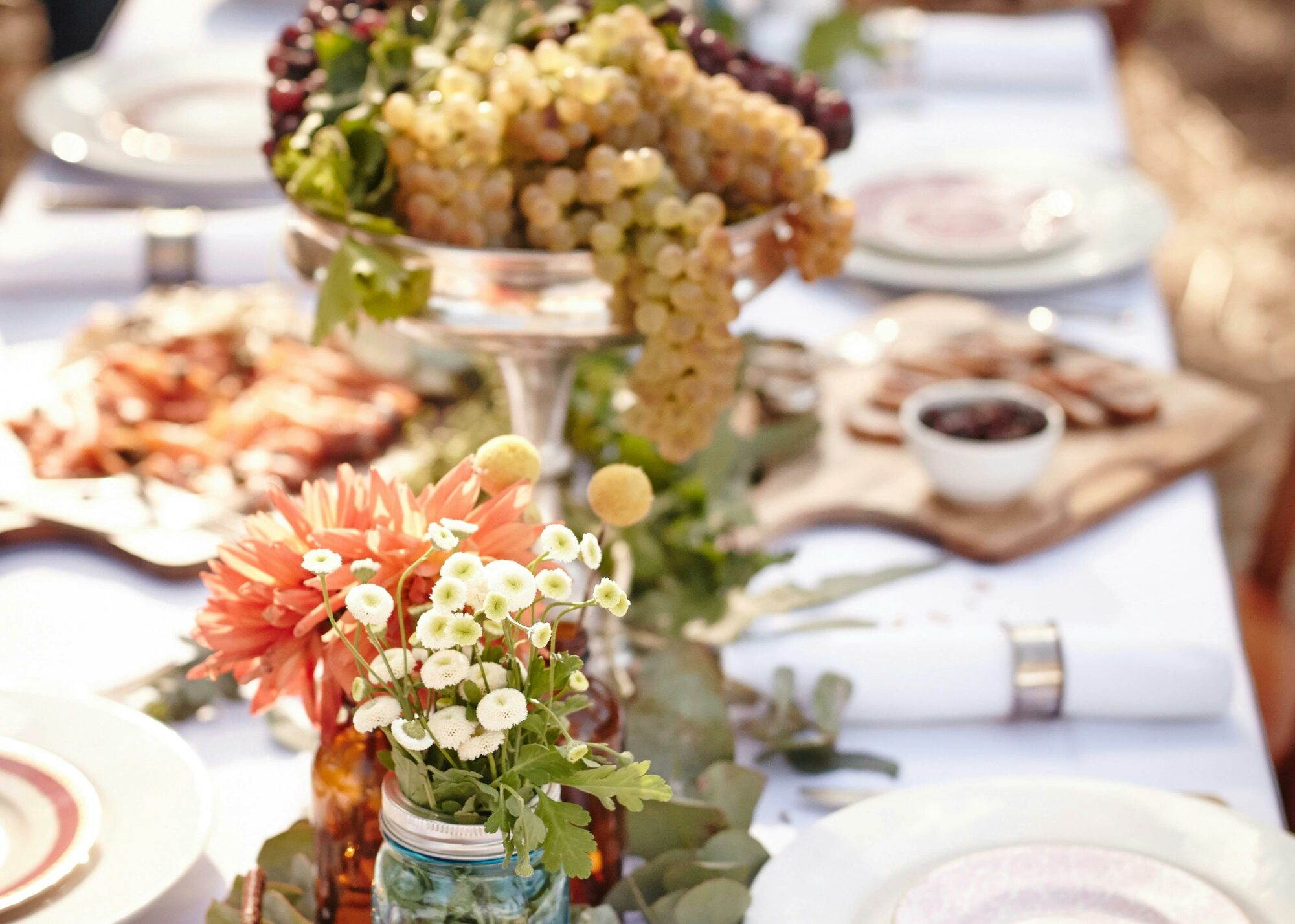 table set for an alfresco long lunch