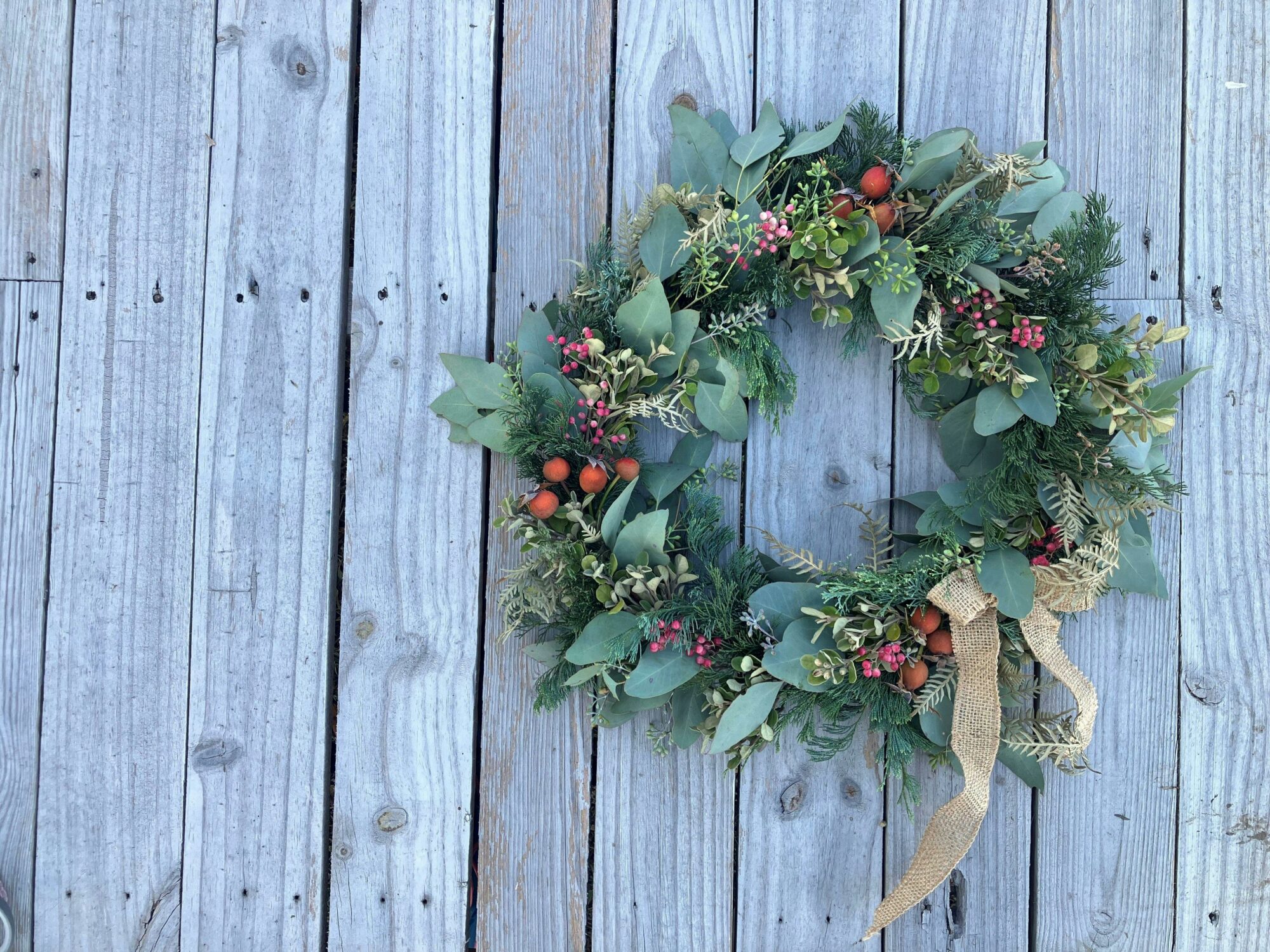 Make your own winter garden wreath with sustainable materials