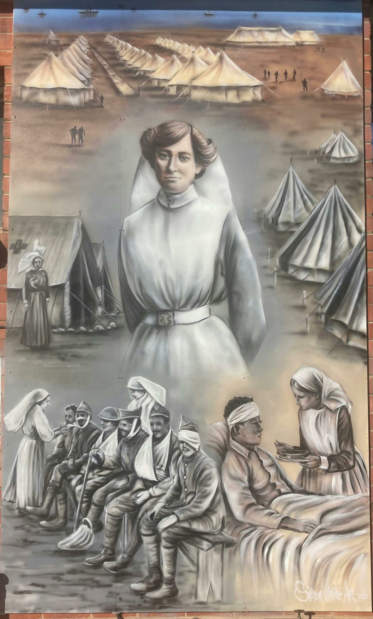 A commemorative mural of nurse Ivy Bartlett