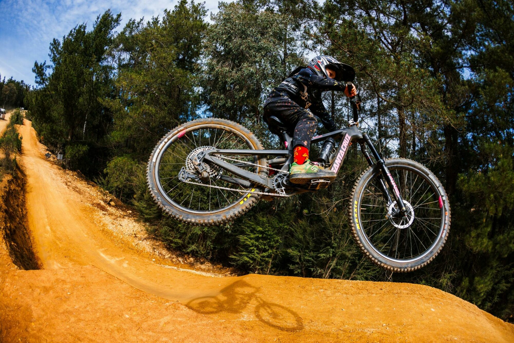 Rider jumping at Mystic Bike Park Hero Trail