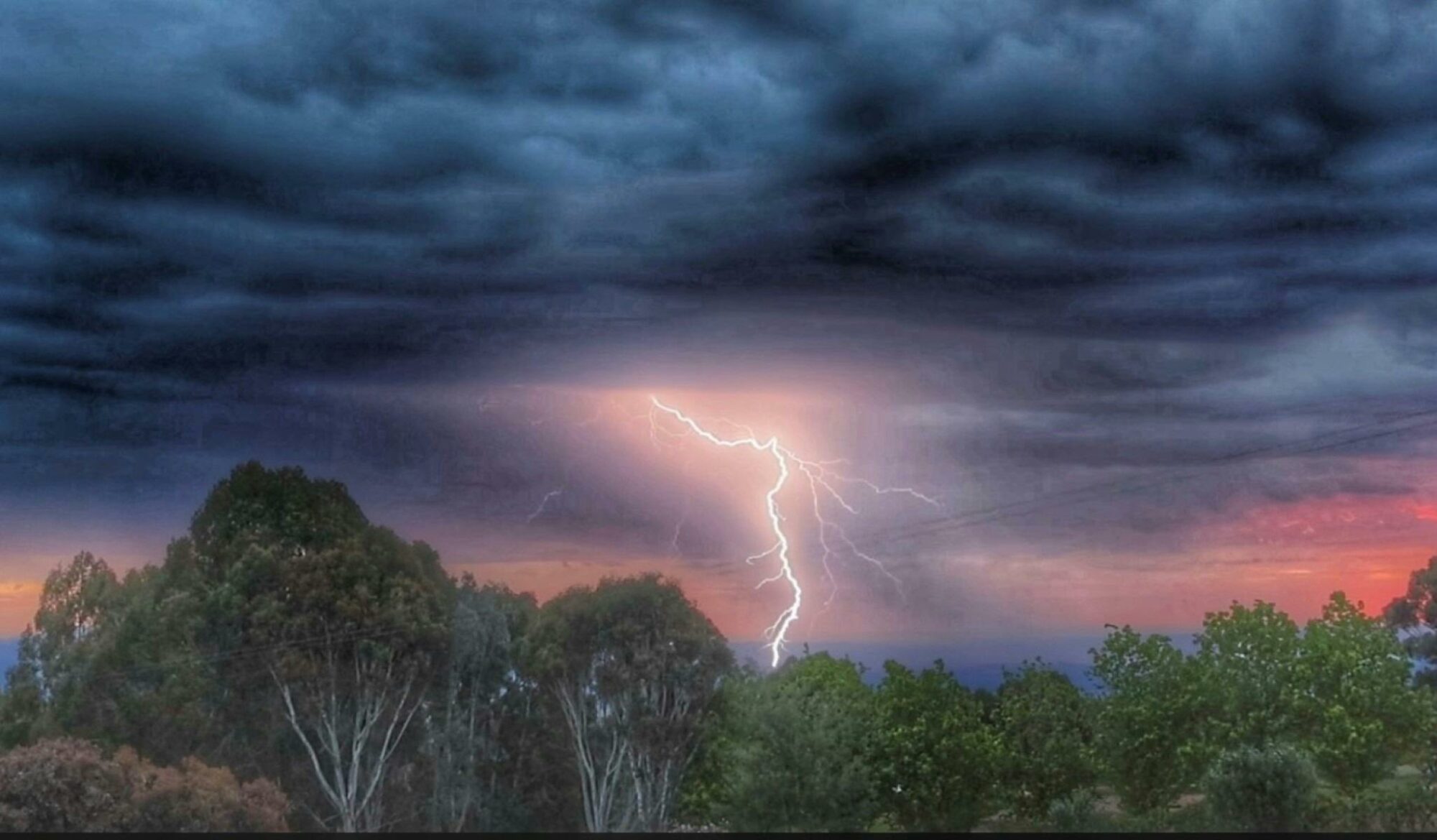 Lightning bolt at sunset