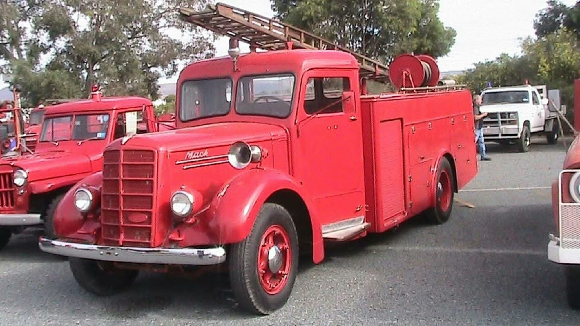 A red historic truck