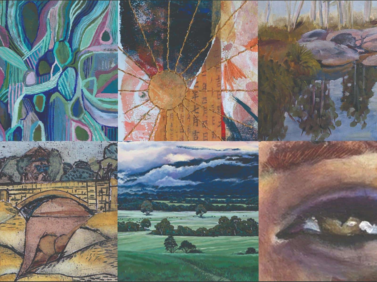 image of six art works displayed in a grid
