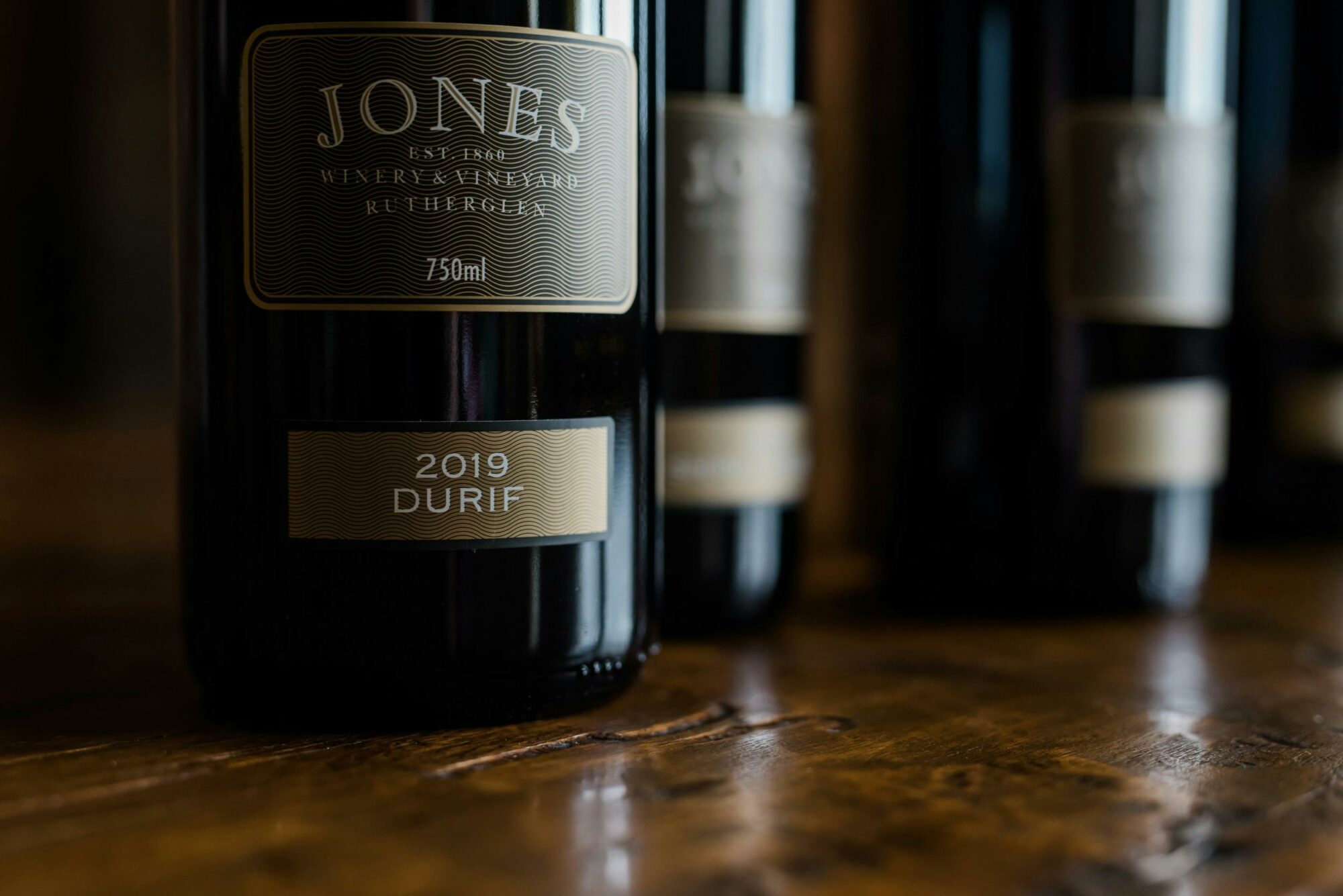 Bottles of wine closenup Durif