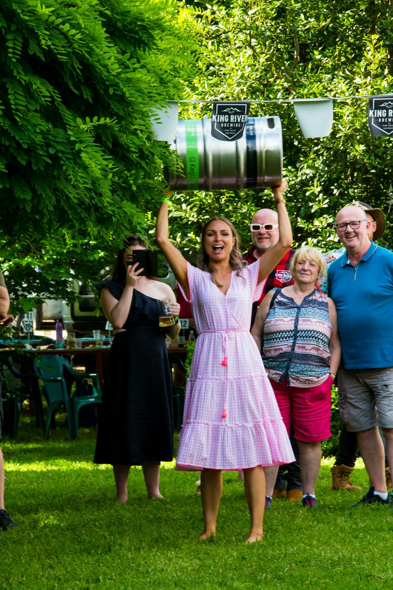 woman throws keg