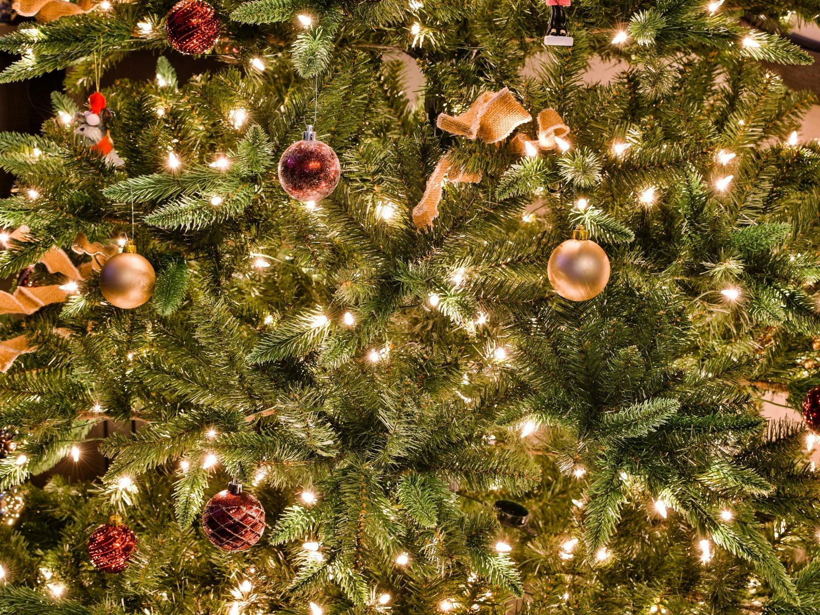 Christmas tree with decorations.