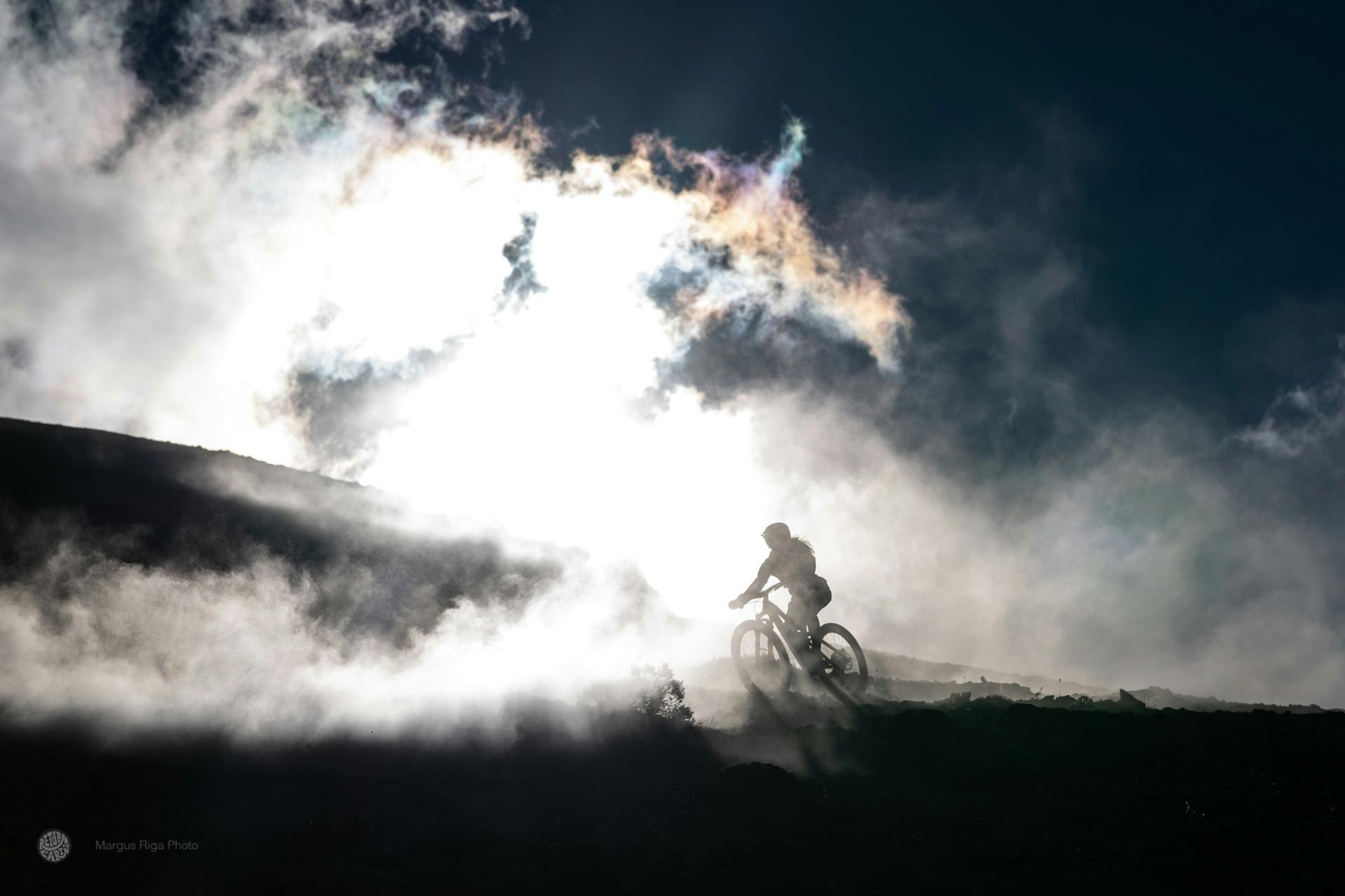 Mountain Bike Rider in the Mist