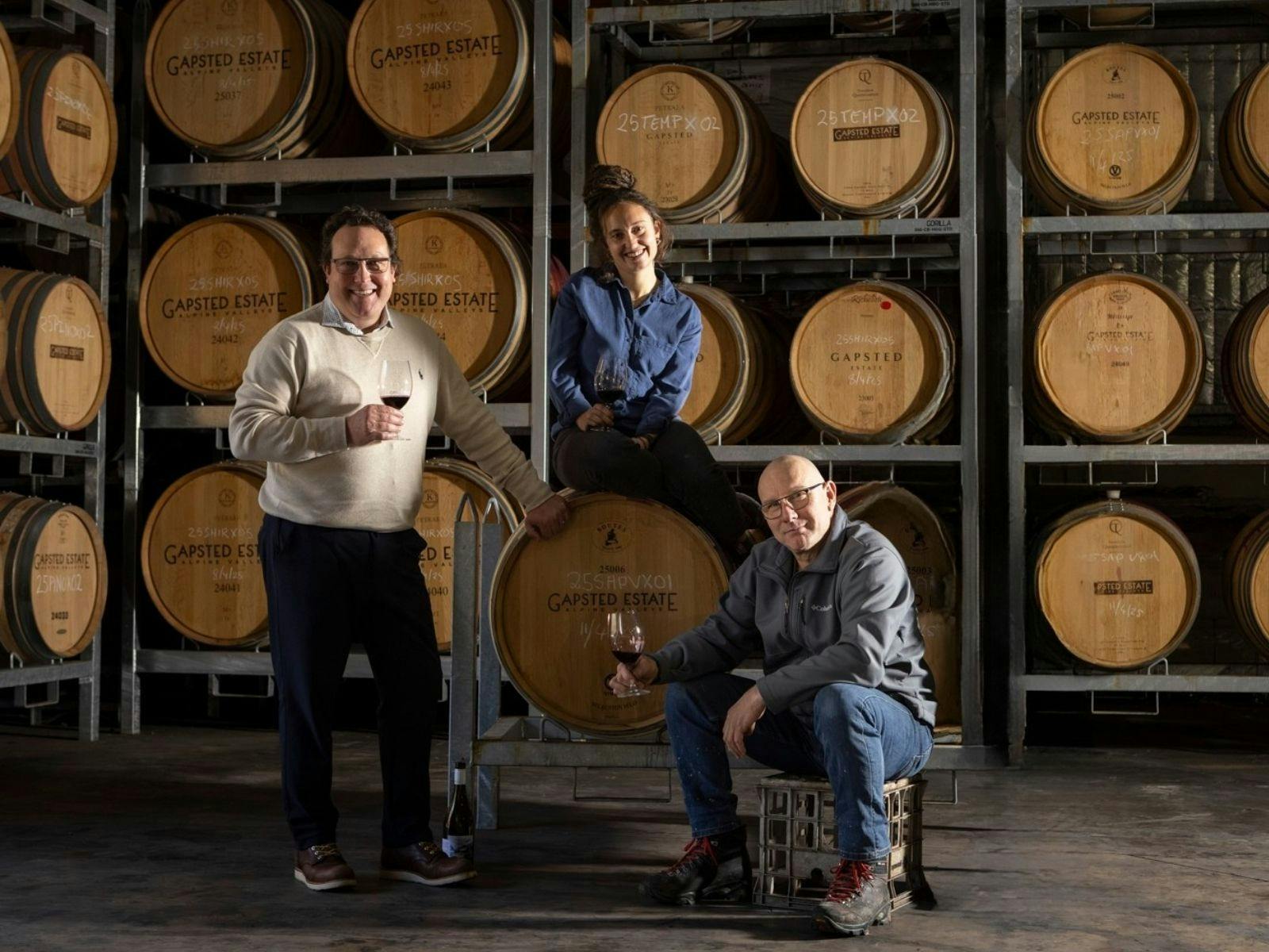 Gapsted Estate Winemaking Team: Andrew Santarossa, Rosalia Villarino and Greg Bennett