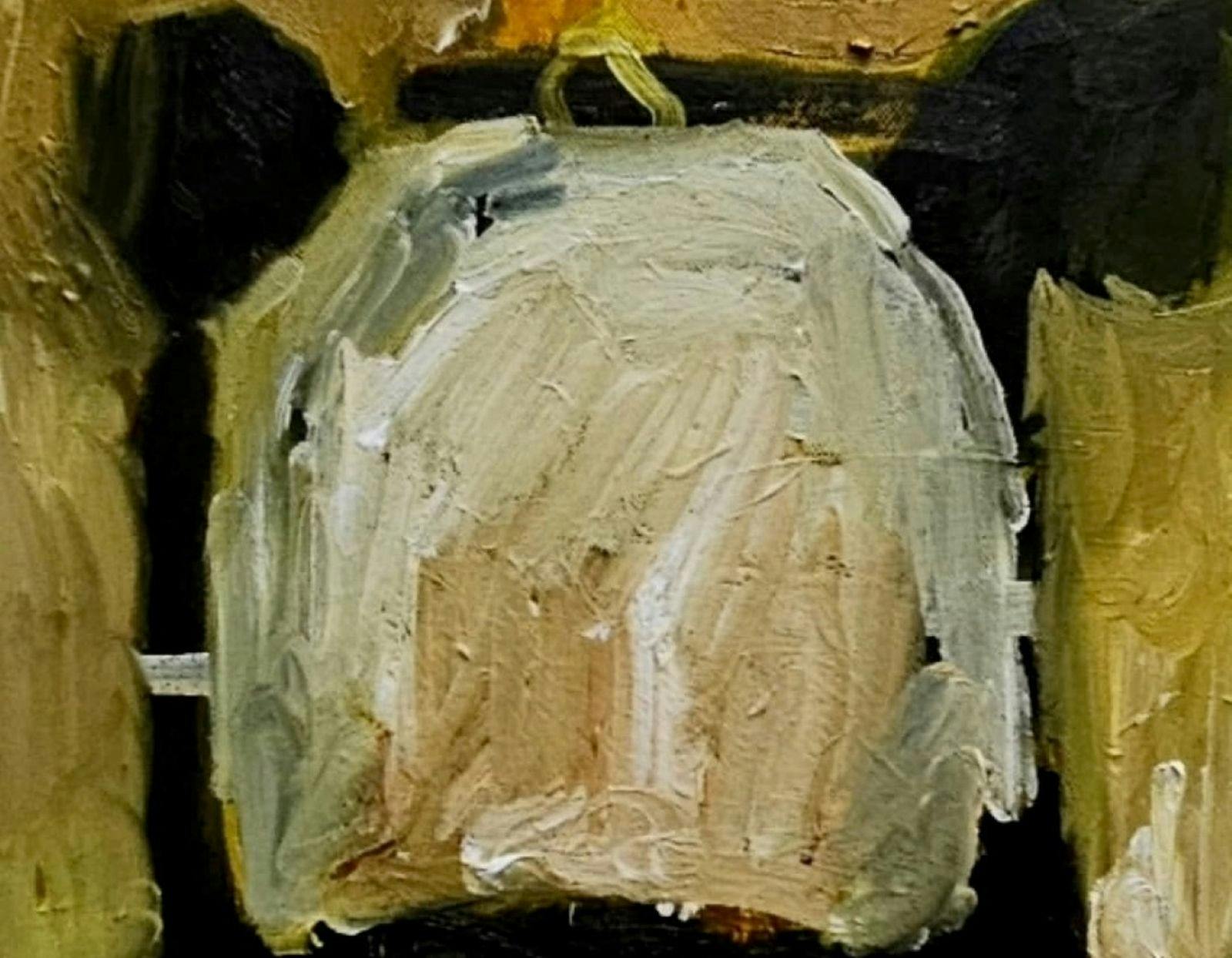 a close up part of an abstract artwork of cream, white and black