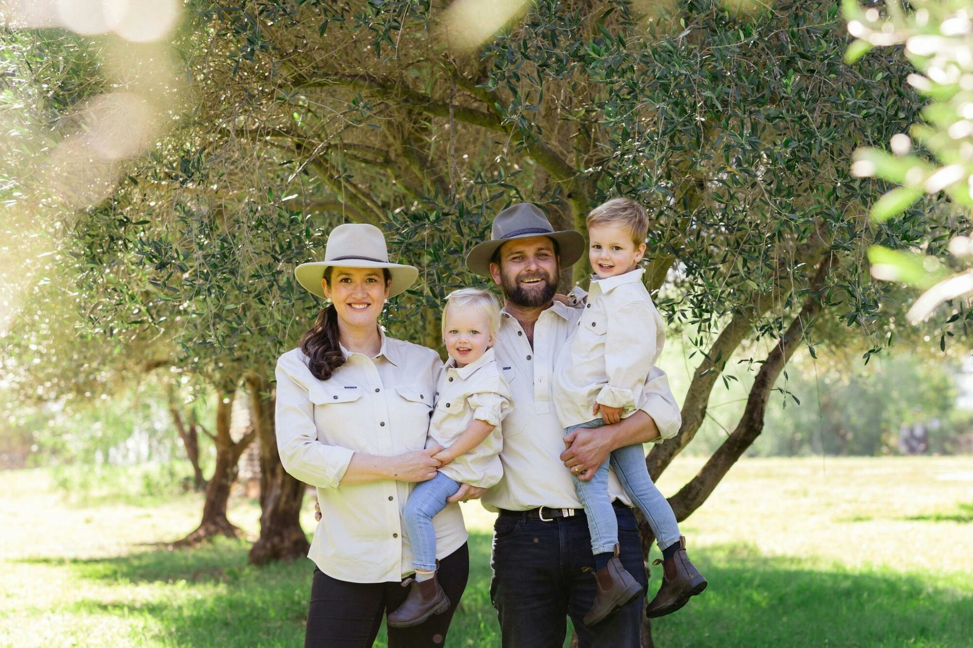 family photo in the grove