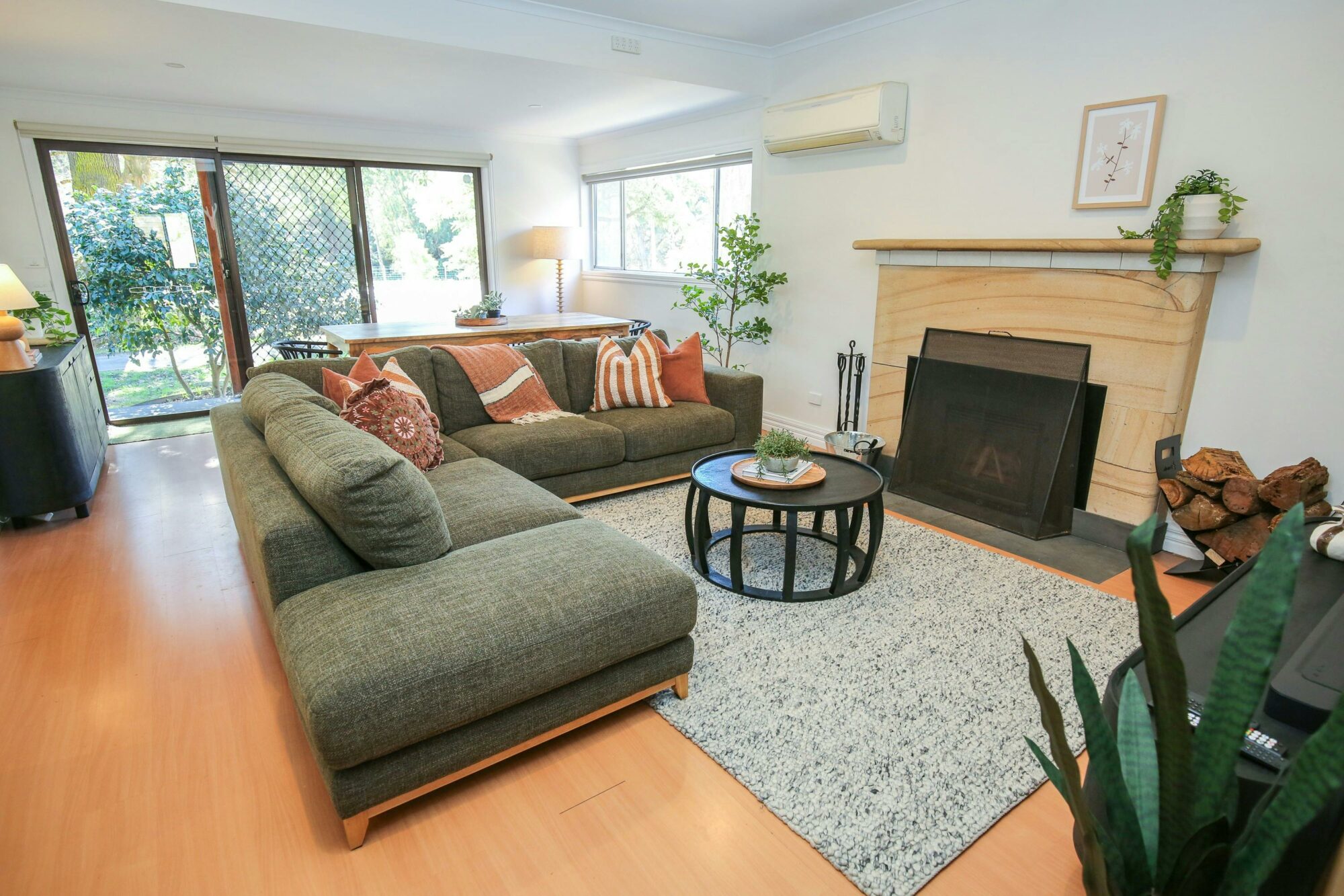 Living room with fireplace