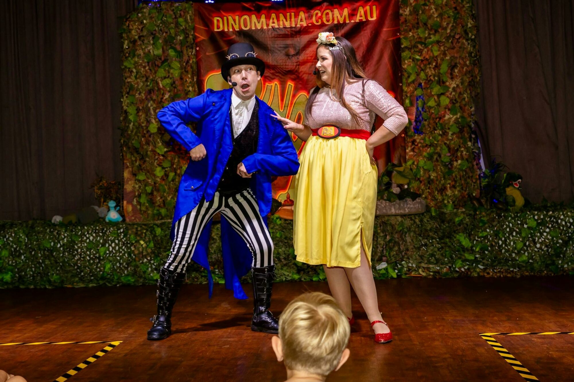 The DinoManiacs in a live performance