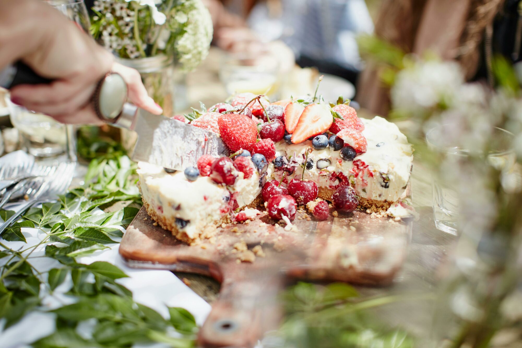 Berry Cheesecake on a Spring Table