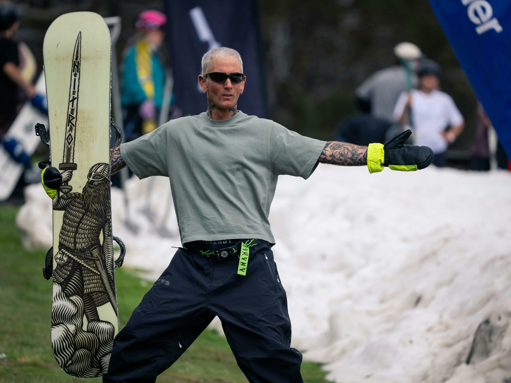 Snowboarder Celebrating